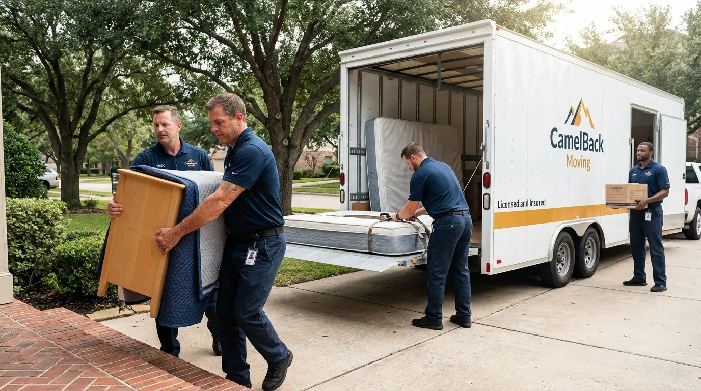 Crew loading residential truck for cross-state move from Sudbury, MA